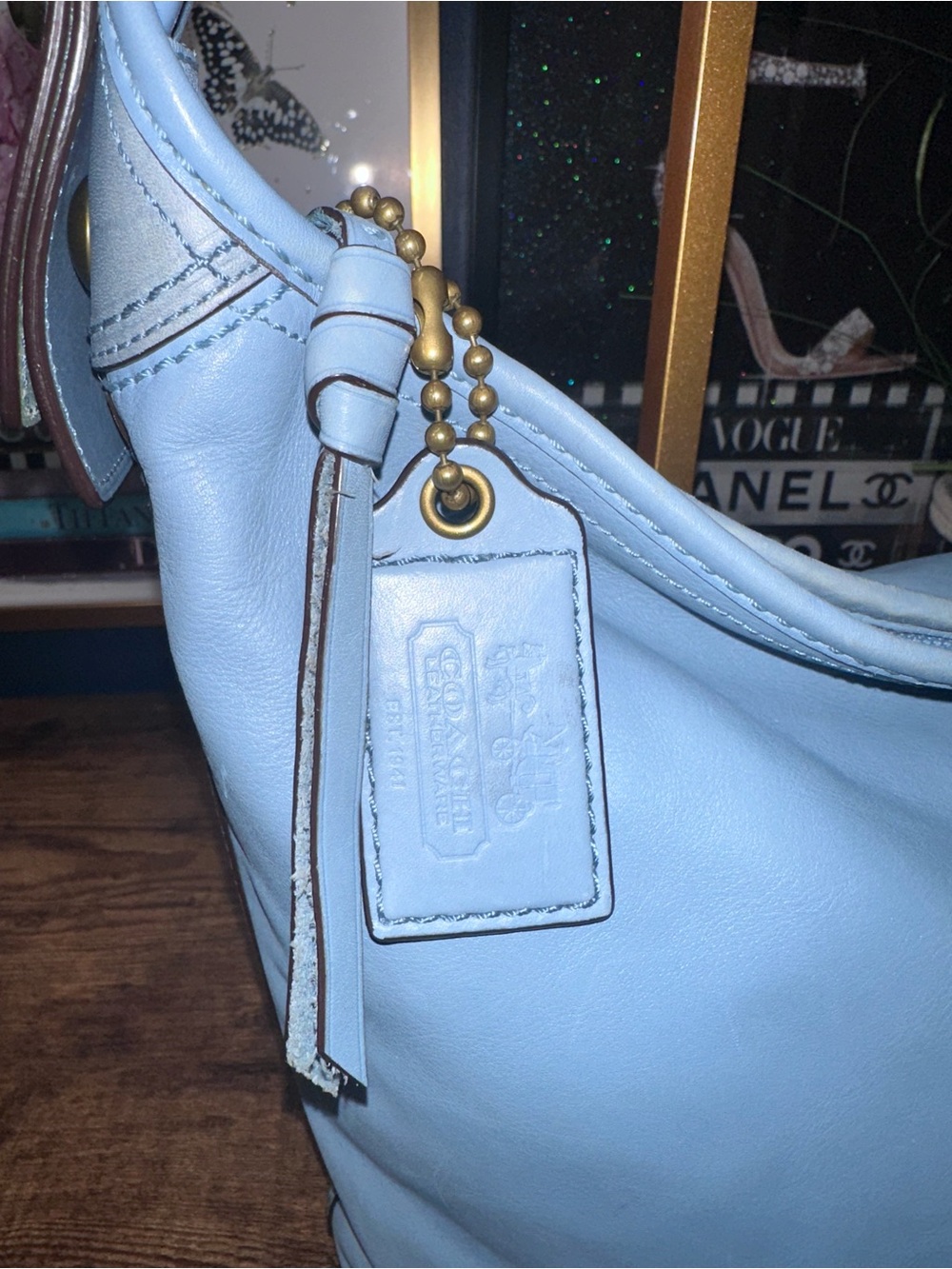 Coach Legacy Lace-Up Hobo Bag 11422 Sky Blue Leather Y2K Vintage Brass - Picture 9 of 16